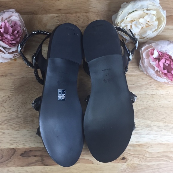 Coach Black Leather Chain Sandals 7.5 M - Picture 6 of 9